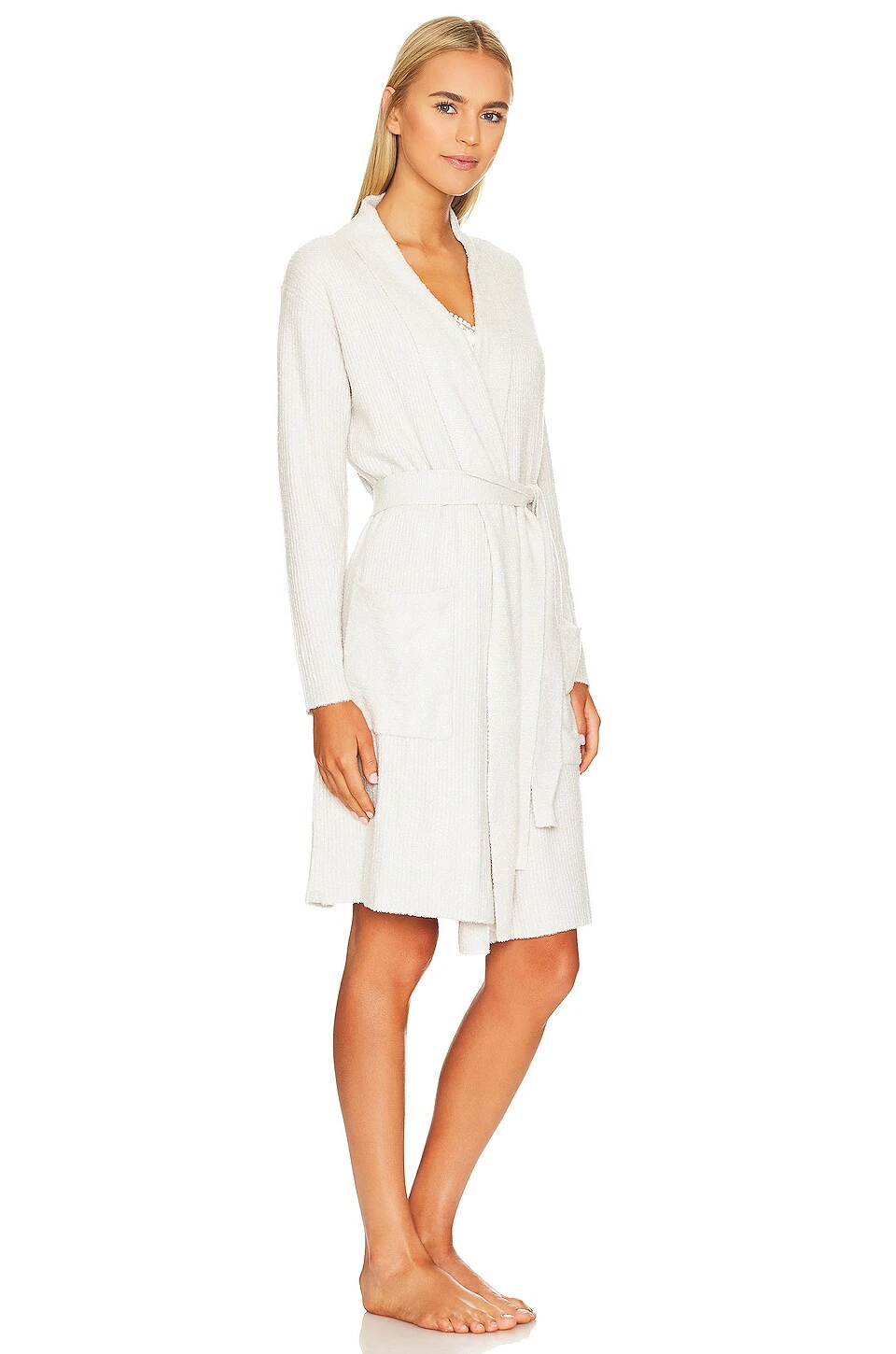 CozyChic Lite Ribbed Robe Silver & Pearl 5 CozyChic Lite Ribbed Robe Silver & Pearl - Image 3