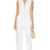 Zip Front Jumpsuit White -Fashion Clothing Store BLD WC35 V1