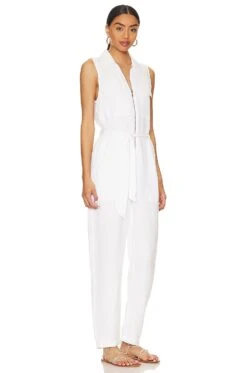 Zip Front Jumpsuit White -Fashion Clothing Store BLD WC35 V2