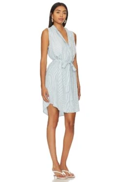 Sleeveless Pleat Front Dress Stripe Ombre Wash -Fashion Clothing Store BLD WD131 V2