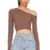 Angled Off The Shoulder Top Earth 2 Angled Off The Shoulder Top Earth -Fashion Clothing Store BOBI WS2349 V1