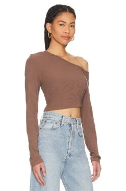 Angled Off The Shoulder Top Earth -Fashion Clothing Store BOBI WS2349 V2