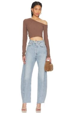 Angled Off The Shoulder Top Earth -Fashion Clothing Store BOBI WS2349 V4