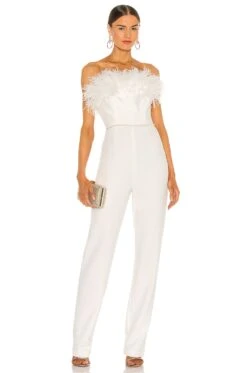 Lola Blanc Feather Jumpsuit White