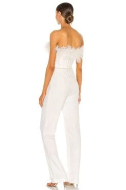 Lola Blanc Feather Jumpsuit White -Fashion Clothing Store BROR WC6 V3