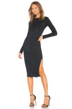Aliza Sweater Dress Blue Metallic