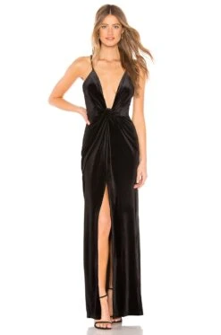 Aurora Deep V Maxi Dress Black