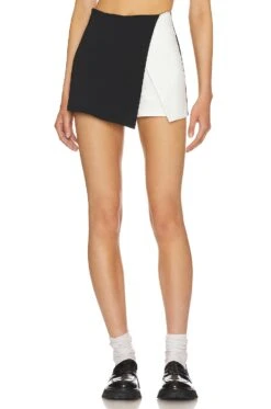 Aaleyah Two Tone Wrap Skort Black & White