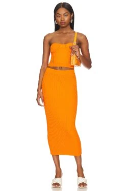 Sage Skirt Orange -Fashion Clothing Store CENT WQ20 V4