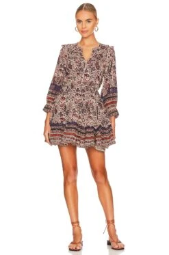 Reign Mini Dress Laurel Block Print
