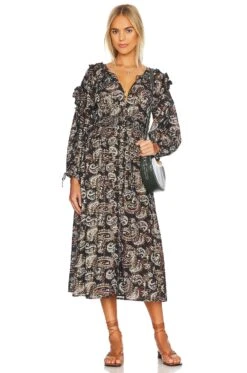 Corrine Midi Dress Avalon Block Print
