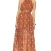 Wilder Ankle Dress Terracotta Floral -Fashion Clothing Store CLEO WD430 V1