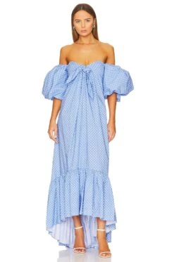 Gabrielle Dress Blue & White Mini Polka Dot