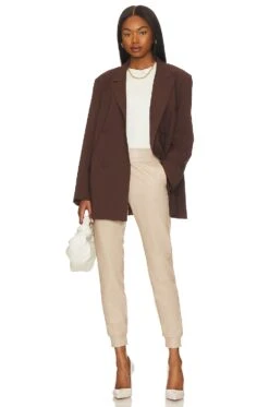 Commando Faux Leather Jogger Sand -Fashion Clothing Store CMAN WP102 V4