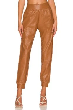 Commando Faux Leather Jogger Sand -Fashion Clothing Store CMAN WP78 V1