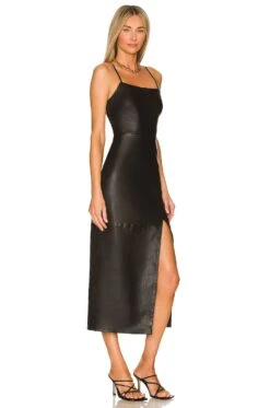 Camila Coelho Alexa Leather Midi Dress Black -Fashion Clothing Store COEL WD192 V3