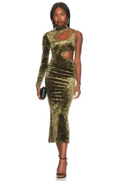 Camila Coelho Arabella Midi Dress Olive Green