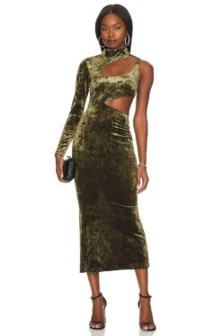 Camila Coelho Arabella Midi Dress Olive Green -Fashion Clothing Store COEL WD306 V5