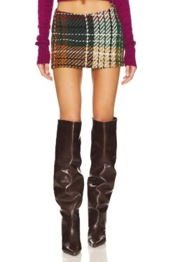 Low Rise Plaid Mini Skirt Multi