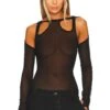 Dion Lee Sheer Shift Loop Long Sleeve Top Black -Fashion Clothing Store DIOR WS82 V1