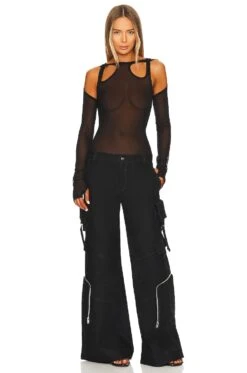 Dion Lee Sheer Shift Loop Long Sleeve Top Black -Fashion Clothing Store DIOR WS82 V4