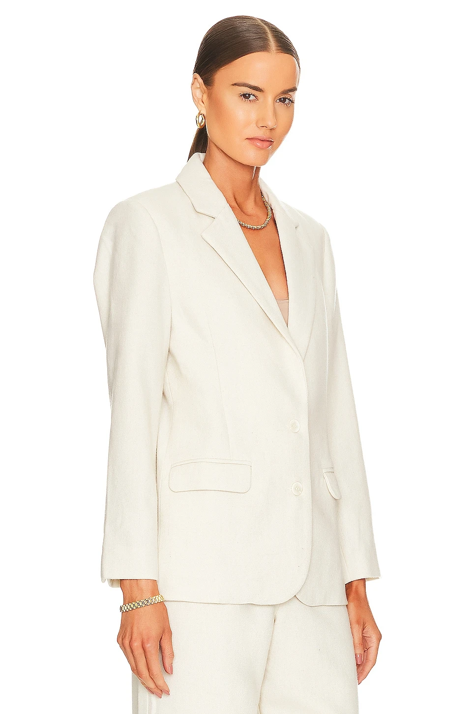 Bella Woven Blazer Bone 5 Bella Woven Blazer Bone - Image 3