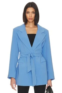 Hazel Tie Front Blazer Mellow Blue