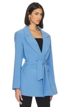 Hazel Tie Front Blazer Mellow Blue -Fashion Clothing Store ENAR WO30 V3