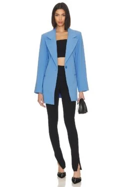 Hazel Tie Front Blazer Mellow Blue -Fashion Clothing Store ENAR WO30 V5