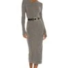 Tencel Cashmere Rib Long Sleeve Crew Midi Light Heather Grey -Fashion Clothing Store ENZA WD306 V1
