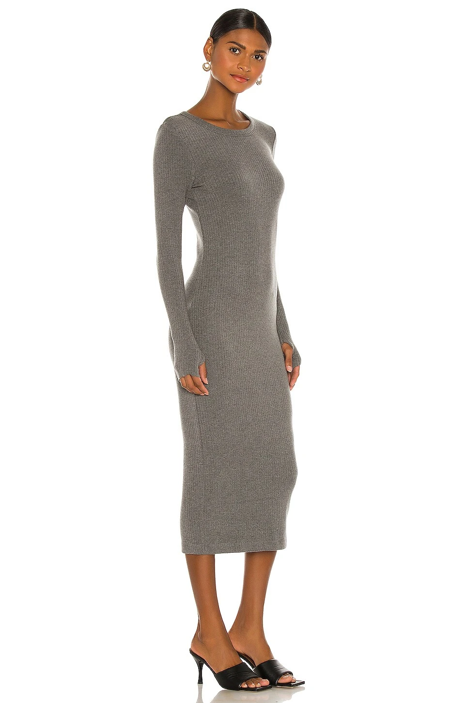 Tencel Cashmere Rib Long Sleeve Crew Midi Light Heather Grey 5 Tencel Cashmere Rib Long Sleeve Crew Midi Light Heather Grey - Image 3