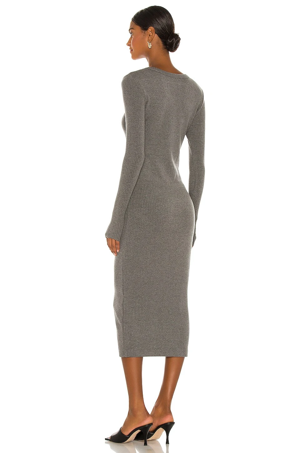 Tencel Cashmere Rib Long Sleeve Crew Midi Light Heather Grey 6 Tencel Cashmere Rib Long Sleeve Crew Midi Light Heather Grey - Image 4