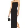 Side Slit Maxi Dress Black -Fashion Clothing Store ENZA WD454 V1