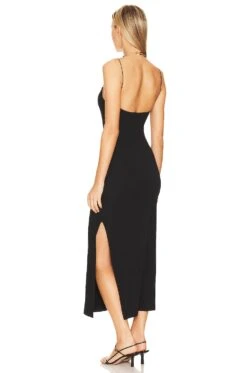 Side Slit Maxi Dress Black -Fashion Clothing Store ENZA WD454 V3