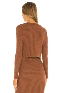 Sweater Rib Cropped Cardigan Hazel -Fashion Clothing Store ENZA WK139 V3