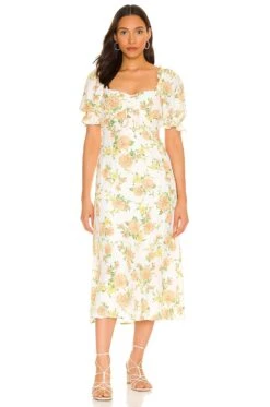 Faithfull The Brand X REVOLVE Lennox Midi Dress Velma Floral Peach