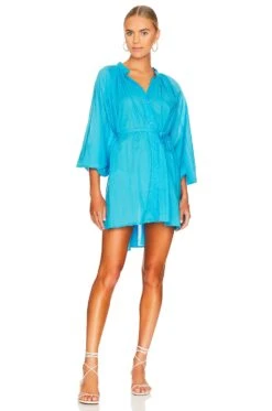 Faithfull The Brand Lucita Smock Dress Turquoise 9 Faithfull The Brand Lucita Smock Dress Turquoise -Fashion Clothing Store FAIB WD518 V4