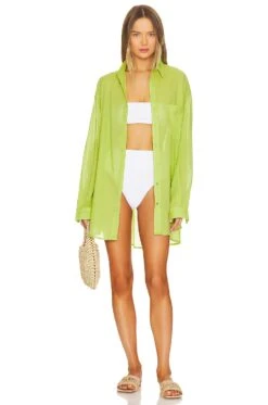 Faithfull The Brand Monita Shirt Dress Kiwifruit