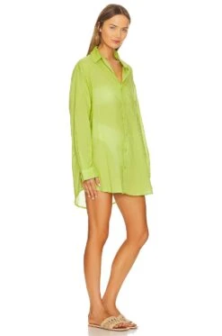 Faithfull The Brand Monita Shirt Dress Kiwifruit -Fashion Clothing Store FAIB WD578 V3