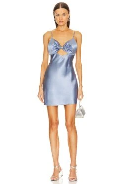 Fleur Du Mal Bow Slip Mini Dress Denim