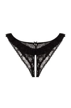 Fleur Du Mal Ruffle Crotchless Cheeky Thong Black -Fashion Clothing Store FLER WI316 V2
