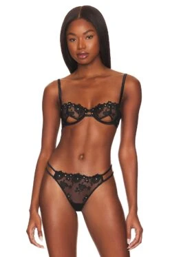 Fleur Du Mal Nailhead Embroidery Bra Black