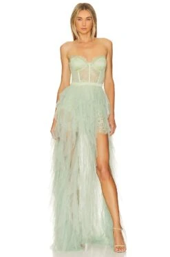 X Revolve Bustier Gown In Sage Sage -Fashion Clothing Store FORL WD1166 V1