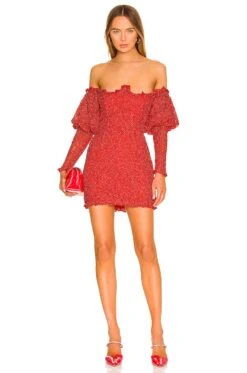 Clarisse Off The Shoulder Mini Dress Red