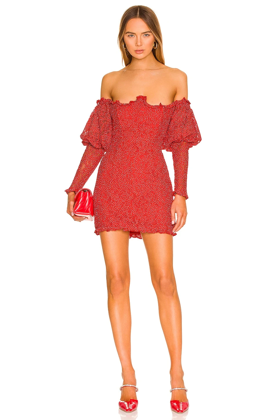 Clarisse Off The Shoulder Mini Dress Red 3 Clarisse Off The Shoulder Mini Dress Red