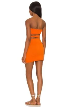 Frankies Bikinis Richie Plisse Mini Dress Papaya -Fashion Clothing Store FRBI WD25 V3