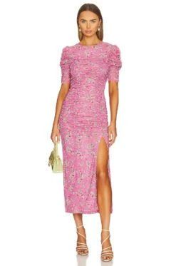FREE PEOPLE Briella Midi Dress Hot Pink Combo
