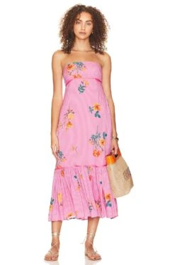 FREE PEOPLE Rosie Posie Midi Grapefruit Combo