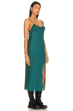 FREE PEOPLE VESTIDO LENCERO A MEDIA PIERNA CITY COOL Evergreen -Fashion Clothing Store FREE WD2603 V2