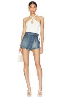 FREE PEOPLE Emmy Denim Skort Misty Blue -Fashion Clothing Store FREE WF261 V5